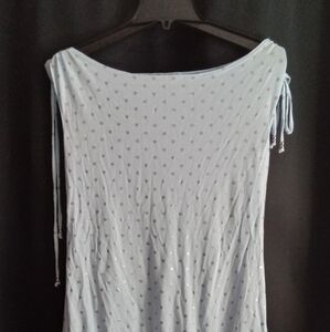 Blue and silver polka dot tank